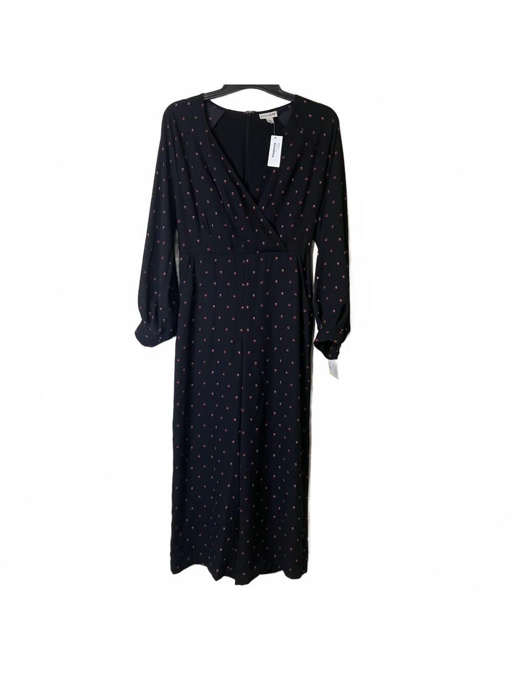Maison Jules Women's Black Long Sleeve Whimsical Ladybug Jumpsuit Size 4-New